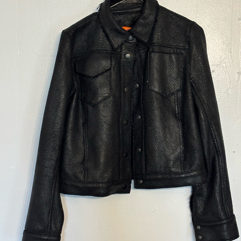 Joe Fresh Black Textured Snap-Front Bomber Jacket